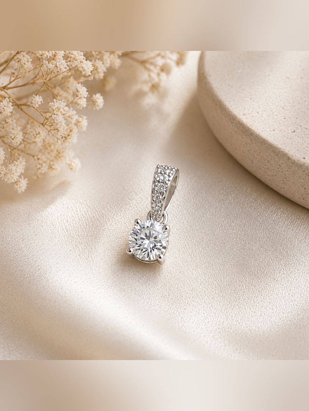 925 Sterling Silver Moissanite Pendant 0.45 CTW 5mm White Sparkle